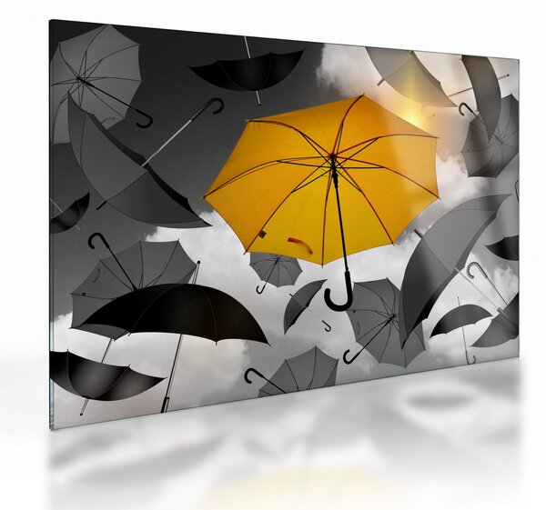 Obraz na szkle żółtego parasola (70x50 cm)