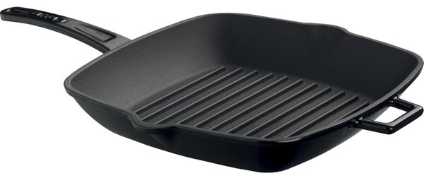 Patelnia grillowa 28 x 28 cm z pokrywką, żeliwna, czarna LAVA METAL LVPGT2828K3B