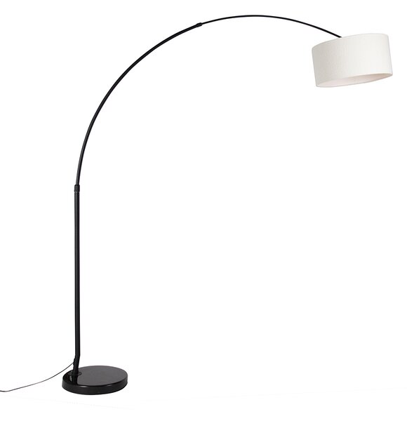 Luk Nowoczesna lampa łukowa czarna z białym abażurem 50 cm - XXL Oswietlenie wewnetrzne