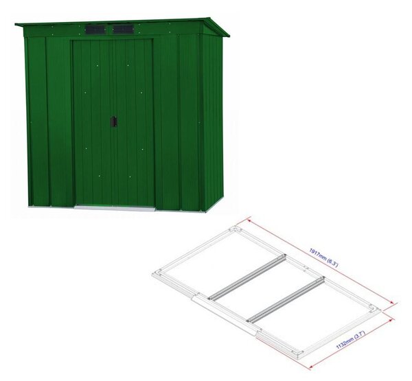 Pent Roof Eco Domek ogrodowy 2,5 m² + profile podłogowe, zielony DURAMAX 50024