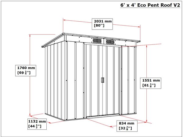 Pent Roof Eco Domek ogrodowy 2,5 m² + profile podłogowe, antracyt DURAMAX 50023