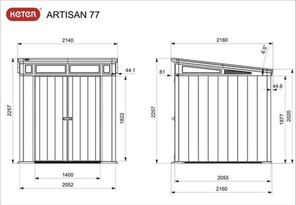 Artisan 7x7 domek ogrodowy 214 x 226 x 218 cm, plastikowy, szary/antracyt KETER 17203426