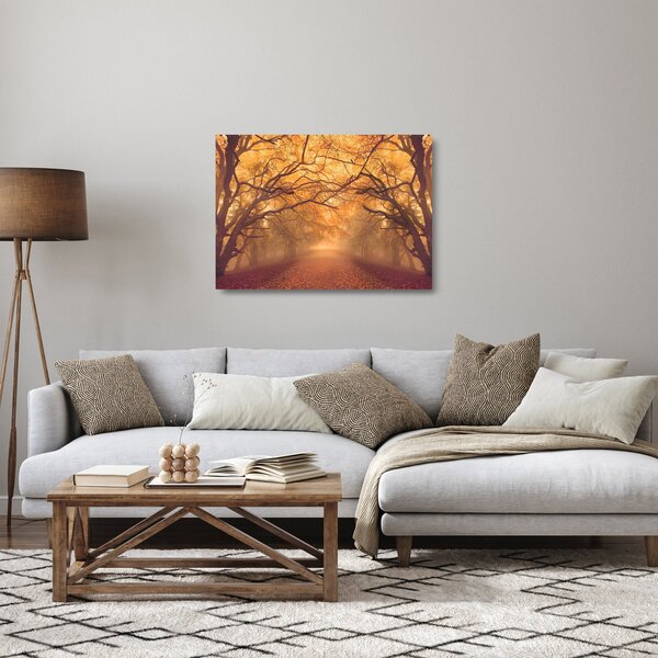 Obraz na szkle drogi w jesiennym krajobrazie (70x50 cm)