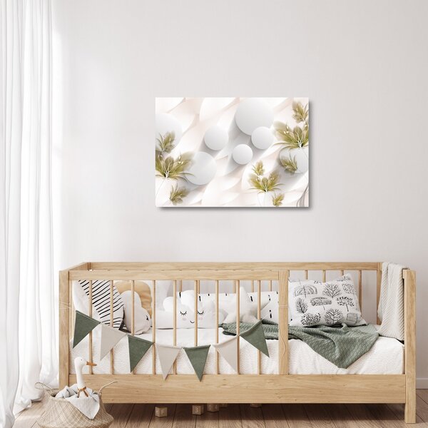 Obraz na szkle - 3D koła z kwiatami (70x50 cm)