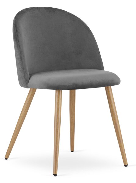 Krzesło tapicerowane do salonu do jadalni szare aksamitne