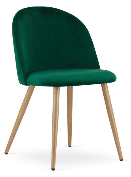 Krzesło tapicerowane do salonu do jadalni butelkowa zieleń aksamitne