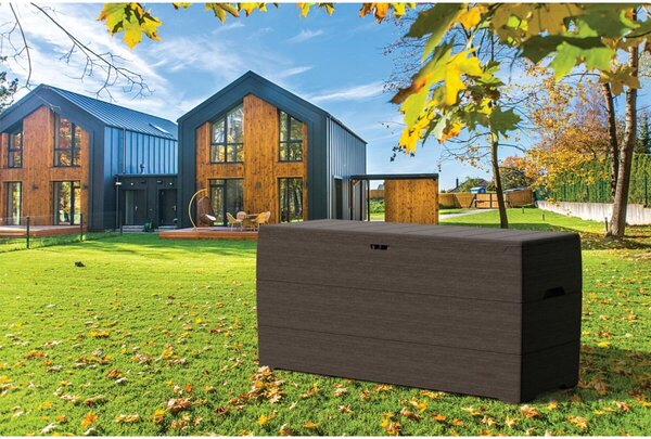 Durabox Plastikowy ogrodowy pojemnik do przechowywania 270 l, 117 x 45 x 56 cm, brązowy DURAMAX 8660
