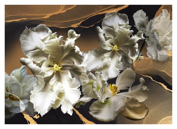 Obraz na szkle - Orchidea kwiaty na marmurowym tle (70x50 cm)