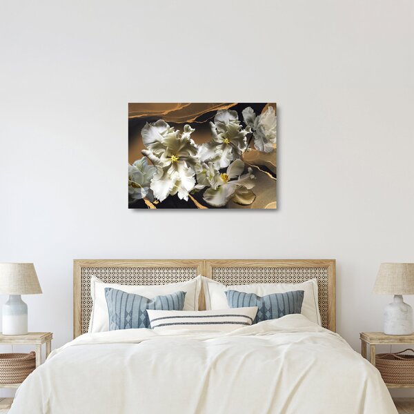 Obraz na szkle - Orchidea kwiaty na marmurowym tle (70x50 cm)