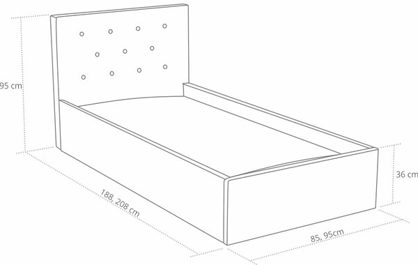 Łóżko młodzieżowe 80x200 Star Szare