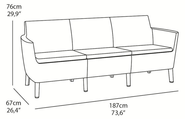 Salemo 3 seater Zestaw mebli ogrodowych, grafit KETER 236634