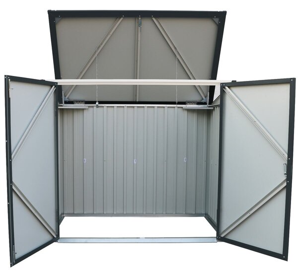 Skrzynia do przechowywania koszy na śmieci 1477 l, 154,2 x 96 x 130,5 cm, metalowa, antracyt DURAMAX