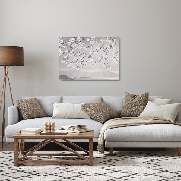Obraz na szkle - Kwiaty w szarym krajobrazie (70x50 cm)