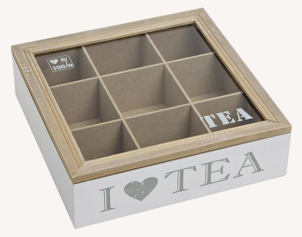 Drewniane pudełko na herbatę I LOVE TEA