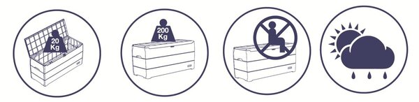 Durabox Plastikowy ogrodowy pojemnik do przechowywania 270 l, 117 x 45 x 56 cm, antracyt DURAMAX 866
