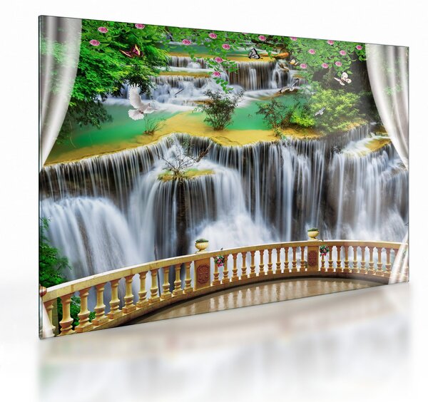 Obraz na szkle - Widok magicznych wodospadów (70x50 cm)