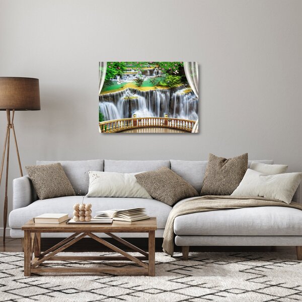 Obraz na szkle - Widok magicznych wodospadów (70x50 cm)