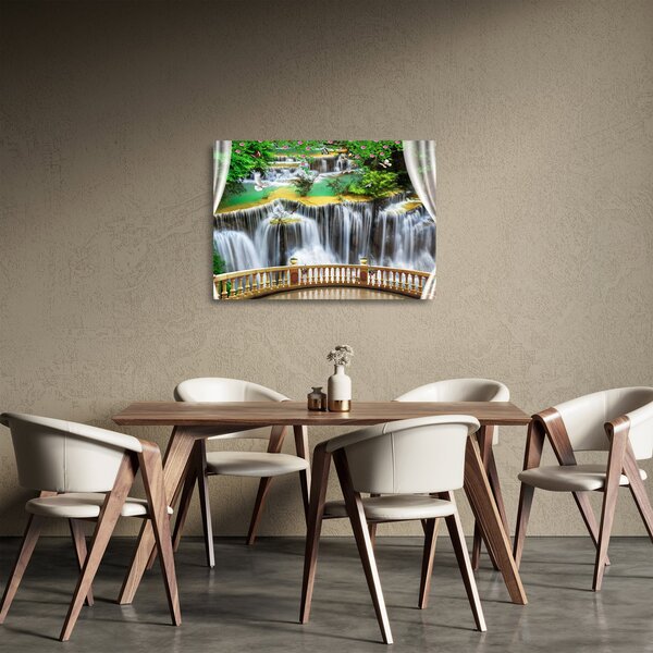 Obraz na szkle - Widok magicznych wodospadów (70x50 cm)