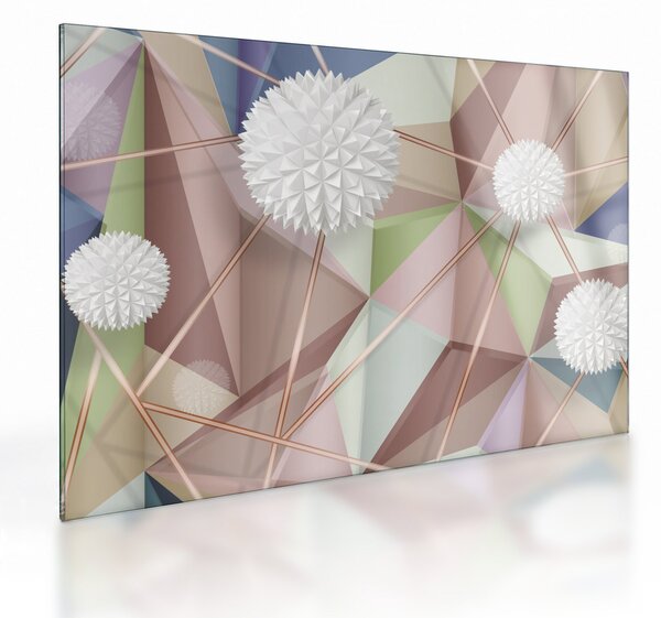 Obraz na szkle - Abstrakcja 3D w pastelowych kolorach (70x50 cm)