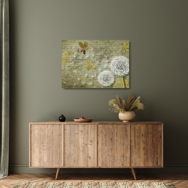 Obraz na szkle - Dmuchawce unoszone wiatrem (70x50 cm)