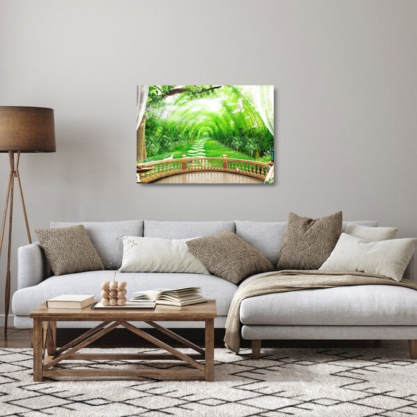 Obraz na szkle - Widok na tropikalny ogród (70x50 cm)