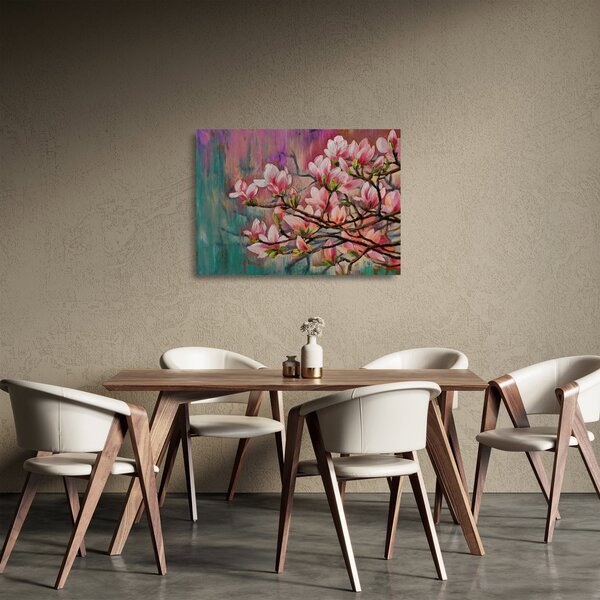 Obraz na szkle - Obraz na szkle olejny, Kwitnąca sakura (70x50 cm)