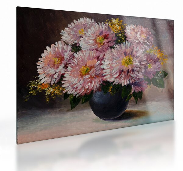 Obraz na szkle - Obraz na szkle olejny, Kwiaty w wazonie (70x50 cm)