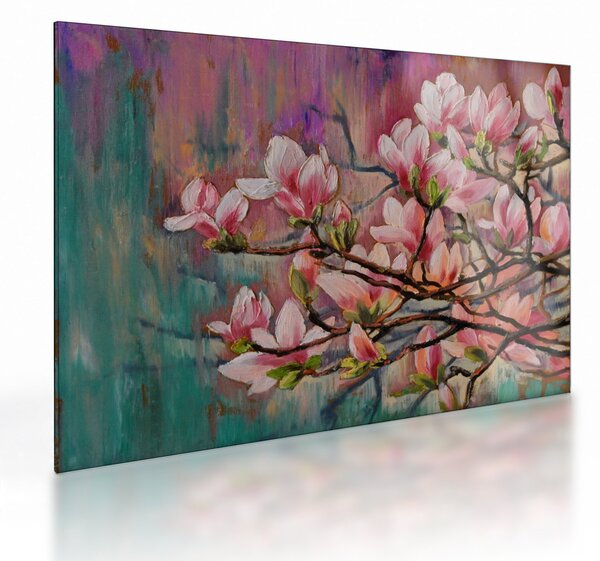 Obraz na szkle - Obraz na szkle olejny, Kwitnąca sakura (70x50 cm)