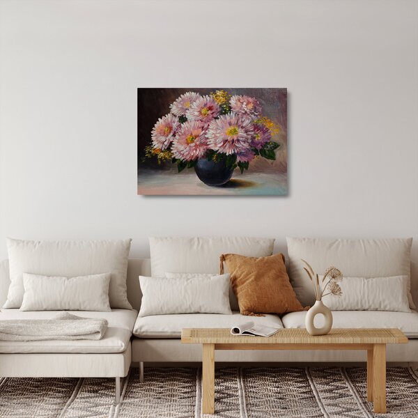 Obraz na szkle - Obraz na szkle olejny, Kwiaty w wazonie (70x50 cm)