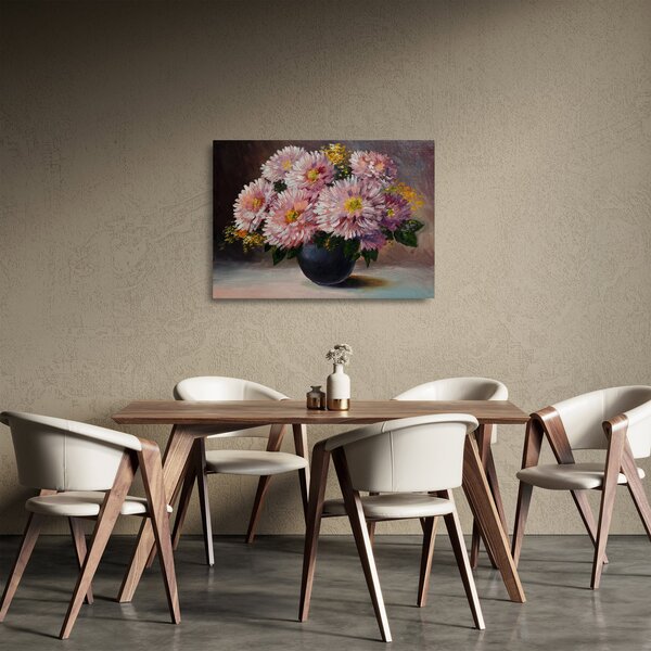 Obraz na szkle - Obraz na szkle olejny, Kwiaty w wazonie (70x50 cm)
