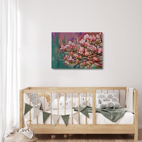 Obraz na szkle - Obraz na szkle olejny, Kwitnąca sakura (70x50 cm)