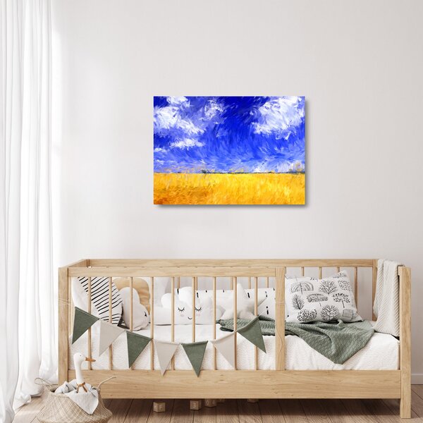 Obraz na szkle - Obraz na szkle olejny, Złote pole (70x50 cm)