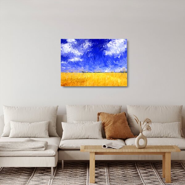 Obraz na szkle - Obraz na szkle olejny, Złote pole (70x50 cm)