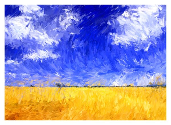 Obraz na szkle - Obraz na szkle olejny, Złote pole (70x50 cm)