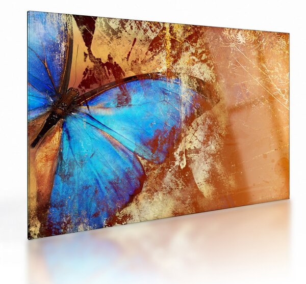 Obraz na szkle - Niebieski motyl (70x50 cm)