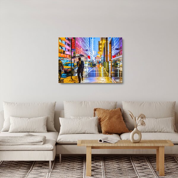 Obraz na szkle - Miasto w neonowym blasku (70x50 cm)