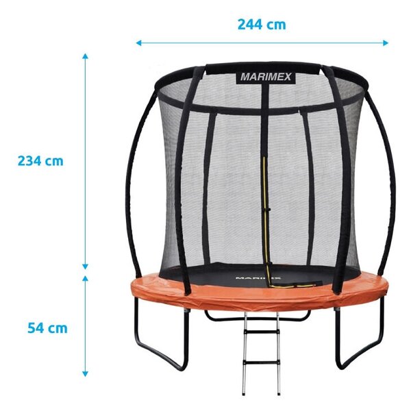 Premium Trampolina ø 244 cm + wewnętrzna siatka ochronna + stopnie MARIMEX 19000103