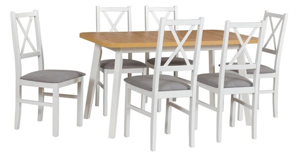 MebleMWM Zestaw stół OSLO 6 + 6 krzeseł drewnianych NILO 12