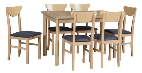 MebleMWM Zestaw stół MAX 5P + 6 krzeseł drewnianych LEO 2