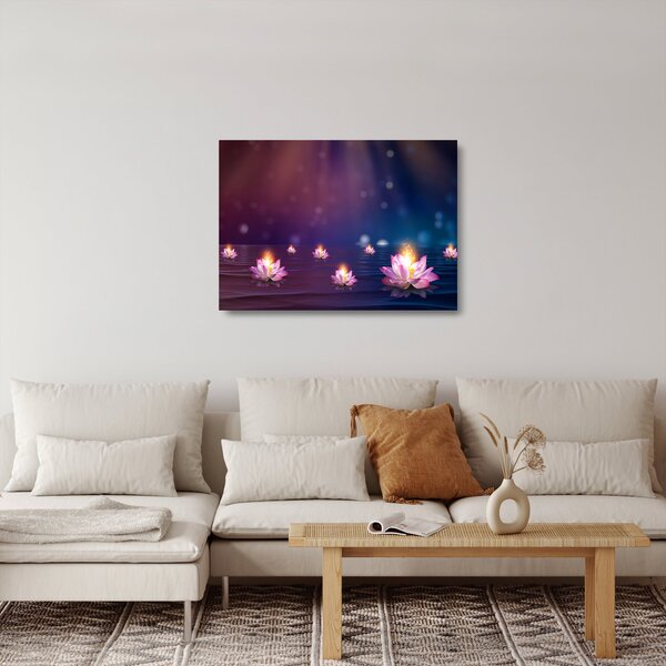 Obraz na szkle - Magiczne lilie wodne (70x50 cm)