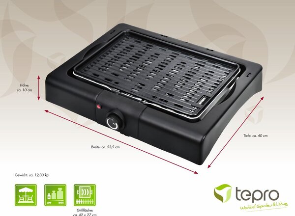 Victorville Elektryczny grill stołowy 42 x 27 cm Tepro 4016