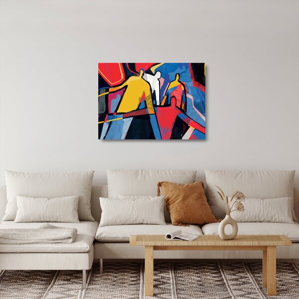 Obraz na szkle - Abstrakcja mężczyzn (70x50 cm)