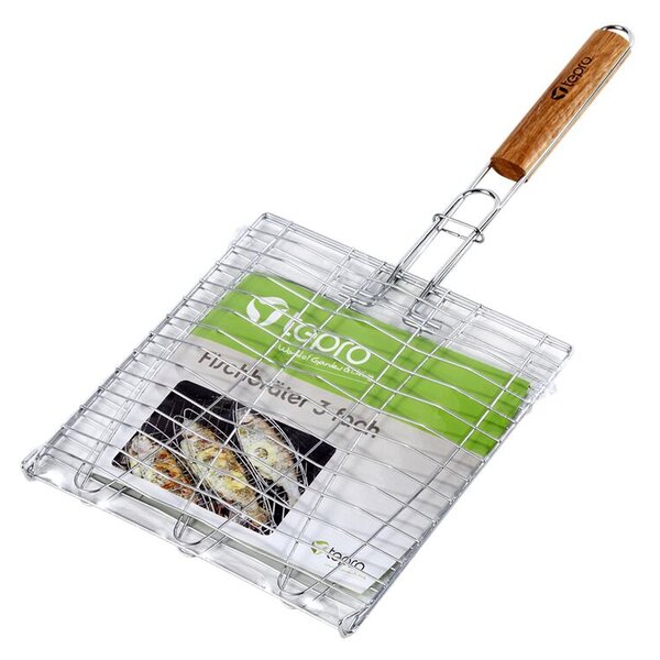 Ruszt do grillowania 3 ryb z drewnianym uchwytem Tepro 8525