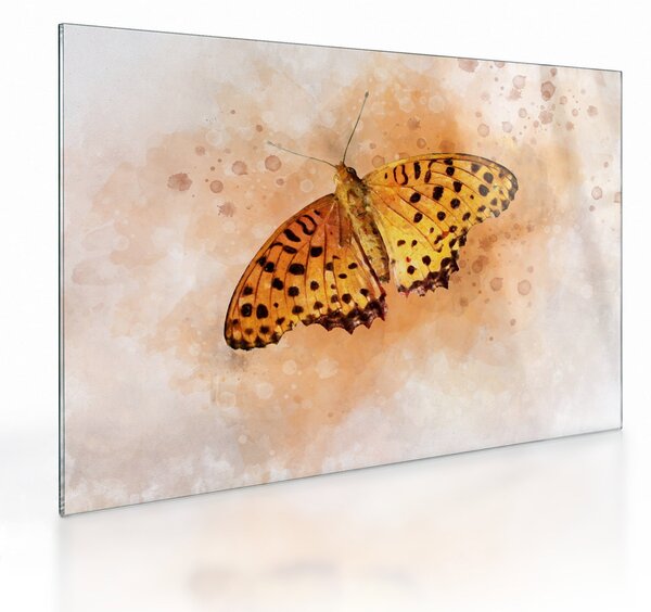 Obraz na szkle - Pomarańczowy motyl, akwarela (70x50 cm)