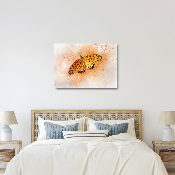 Obraz na szkle - Pomarańczowy motyl, akwarela (70x50 cm)