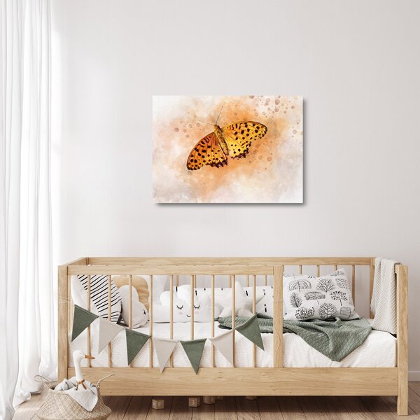 Obraz na szkle - Pomarańczowy motyl, akwarela (70x50 cm)