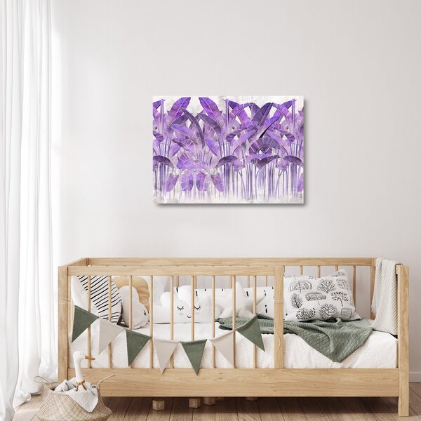 Obraz na szkle - Fioletowe liście w gipsie (70x50 cm)