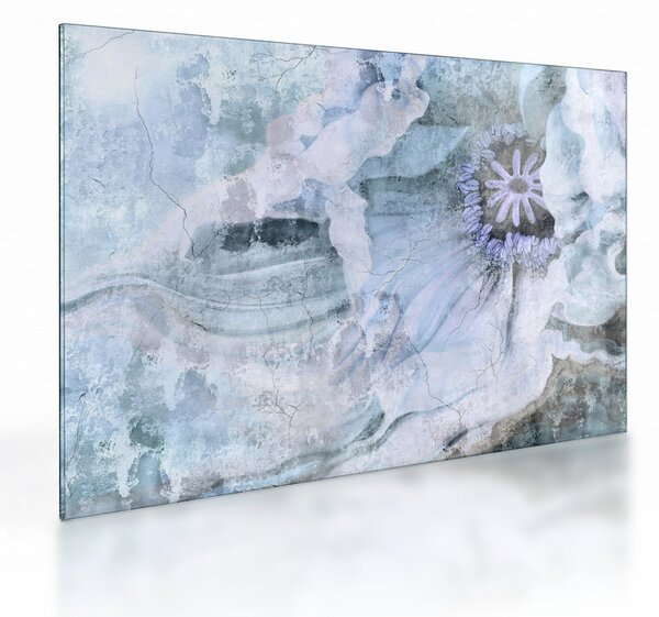 Obraz na szkle - Kwiatowy fresk na ceglanej ścianie (70x50 cm)