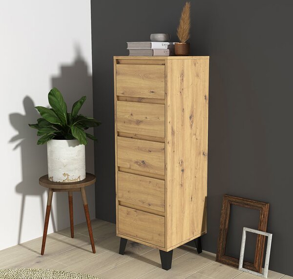 Komoda z 5 szufladami na nóżkach dąb artisan T0-E98