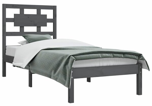 Szare pojedyncze łóżko z drewna 90x200 - Satori 3X